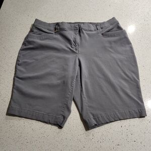 JM Collection Women's Gray Stretch Bermuda Shorts Plus Size 24
